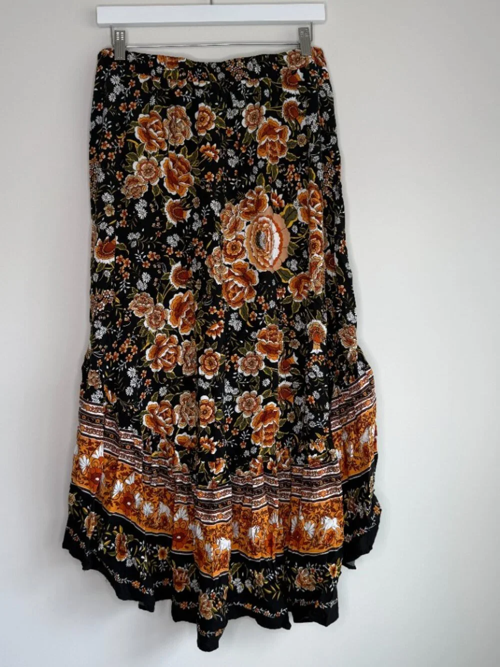 Boho High-Low Floral Skirt - Black Multi - Picture 5 of 7